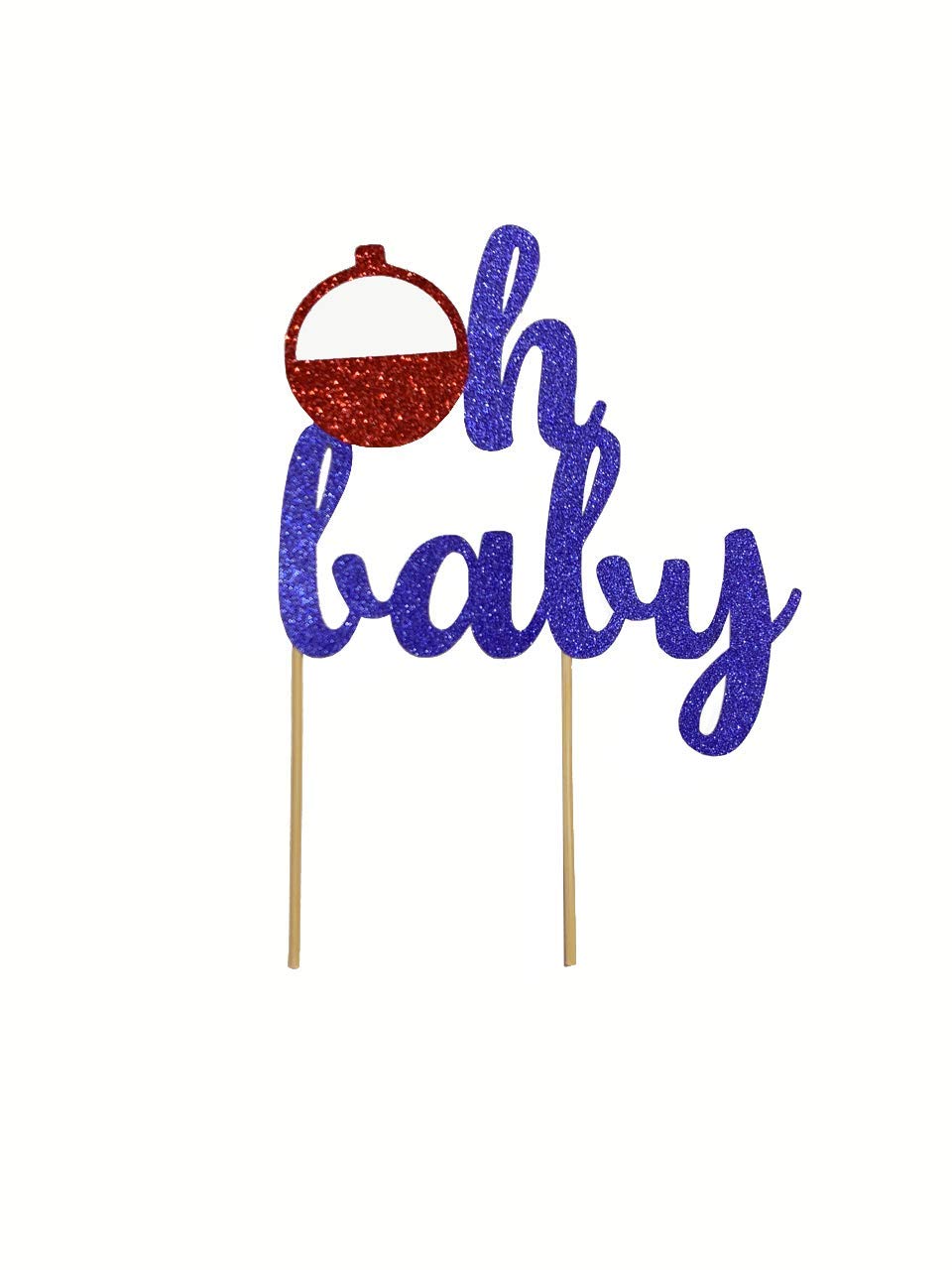 Amazoncom 1 Pc Oh Baby Bobber Cake Topper Baby Shower Baby Boy Gone Fishing Party Theme Red And Blue Glitter Handmade