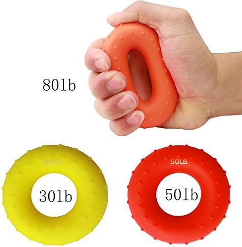 Wnnideo Hand Grip Strengthener Exerciser Rings Forearm Wrist Finger Exerciser 30 50 80 LBS Multiple Resistance Levels &amp; Colors