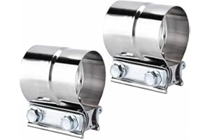 AotoKoop 3 Inch Exhaust Clamps, 3" Lap Joint Band Clamp Stainless Steel for Pipes, Mufflers, Catalytic Converters (2pcs, 3 inch)