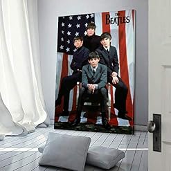 Hxinyi Beatles Poster décoratif sur toile Motif drapeau américain 60 x 90 cm - Les Beatles, Paul McCartney, John Lennon, RIngo Starr, George Harrison Hxinyi Beatles Poster décoratif sur toile Motif drapeau américain 60 x 90 cm – Image 3