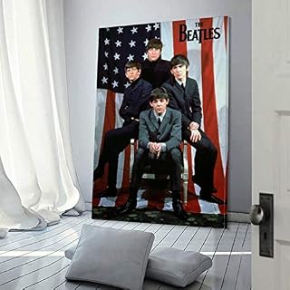 Hxinyi Beatles Poster décoratif sur toile Motif drapeau américain 60 x 90 cm - Les Beatles, Paul McCartney, John Lennon, RIngo Starr, George Harrison Hxinyi Beatles Poster décoratif sur toile Motif drapeau américain 60 x 90 cm – Image 3