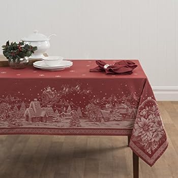 Benson Mills Christmas Story Engineered Jacquard Fabric Tablecloth, 60