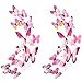 24 PCS Butterfly Wall Decals Butterflies Decor Stickers for Home Decorations Kids Room Bedroom Decor (Pink)