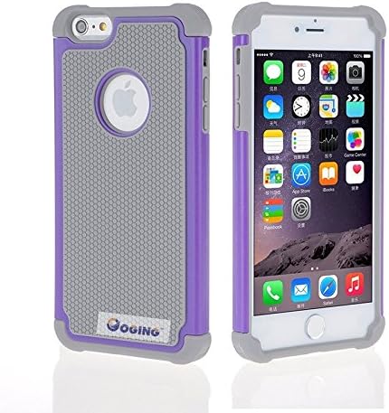 iPhone 6 Case,iPhone 6S Case,GOGING Impact Resistant Double Layer Shockproof Hard Shell Case Compatible for Apple iPhone 6/6S 4.7 inch (Gray-Purple)