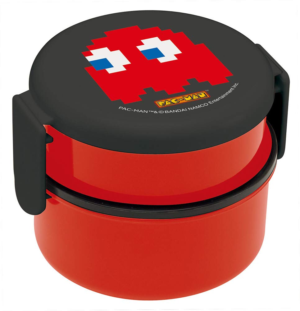 SKATER Round Bento Lunch Box, Plastic Bento, 2-Tier 500ml, Made in Japan ONWR1, Pac-Man Red