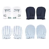 4-Pack Scratch Mittens, Blue Train