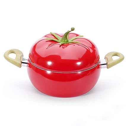 WPCBAA Forma de Tomate Creativo Olla de Sopa de Cocina 20 cm Sartén de Fruta Salsa