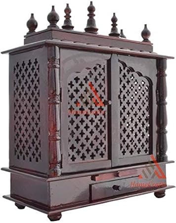 HomeCrafts Wood Home Temple (inside temple: 18 x 12 x 16 inch, outside temple: 24 x 12 x 30 inch, Brown)