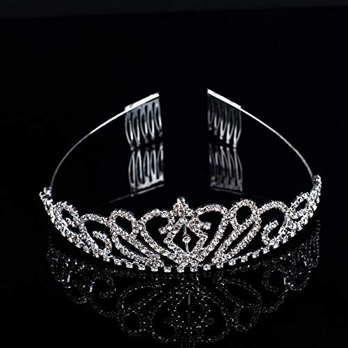 Paxuan 2 Pack Silver Wedding Bridal Crystal Tiara Crown with Comb Rhinestone Princess Headband Headpiece for Girls Women Birthday Pageant Party Wedding Prom Bridal (2PCS)