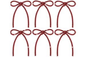 Quhoxdye 6 Pcs Christmas Bow Ornaments Sparkly Glitter Rhinestones Bow Christmas Tree Crystal Xmas Party Hanging Pendant Deco