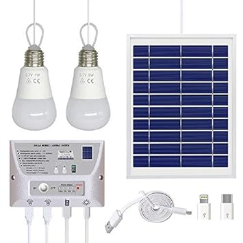 Amazoncom Solar Panel System Lights Kit Upgraded Portable