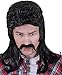 Kangaroo Black Mullet Wigs for Men – 80s Retro Rocker Hair, Shoulder Length Curly Mens Costume Wig for Halloween Cosplay Apparel, Parties and Themed Events Funny Wigs for Women