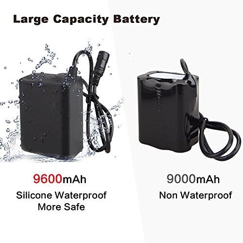 Weihao Bicycle Headlight, 10500 Lumens 7 LED Bike Light, Waterproof Mountain Bike Front Light Headlamp with 96000mAh Rechargeable Battery Pack, AC Charger