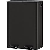 IDEALHOUSE Dual Trash Can,2-Pack 8 Gal Compartment Step Kitchen Recycling Bin Combo, Stainless Steel Metal Garbage Can with Lid, Includes 2 Removable Inner Buckets, Matte Black