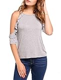 Meaneor women's ruffle sleeve cold off shoulder top blouse
