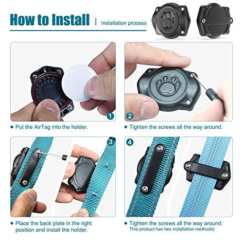 AirTag Dog Collar Holder(1 Pack), FEEYAR 100 Waterproof AirTag Case