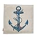 Kingla Home Square Pillow Cases Cotton Linen Couch Cushion Covers Decorative Zippered Throw Pillow Covers 18 X 18 Inch Blue Rusty Anchor with Coral
