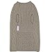 Blueberry Pet Classic Wool Blend Cable Knit Pullover Dog Sweater in Grey Sand, Back Length 16