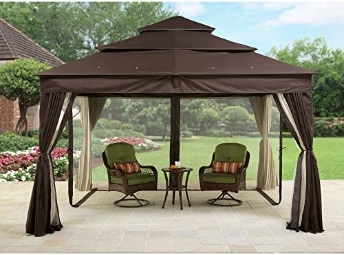 Metal Gazebo With Netting Tent Privacy Curtains Steel Frames Cover