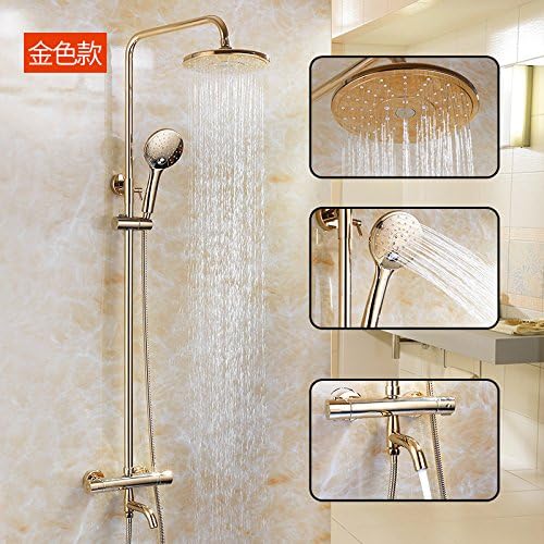SUHNAG Grand European Intelligent Thermostatic Valve Friction White Golden Rain Shower Wall Antique Shower Nozzle Set,Golden