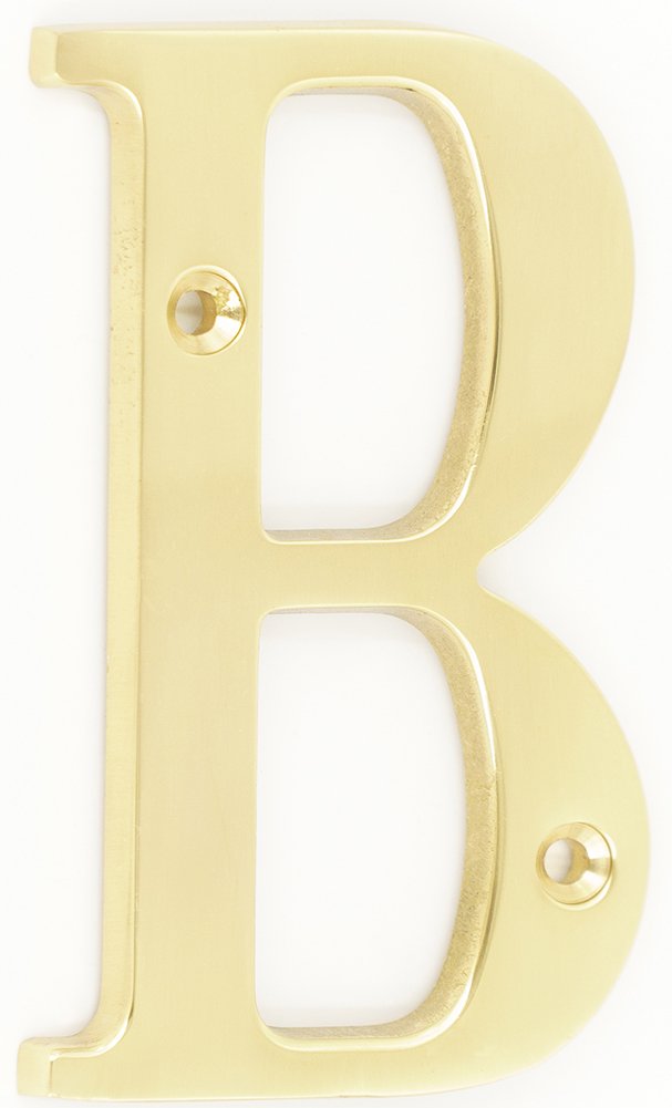 ZW Hardware B100 4 Inch Solid Brass Bright Brass House Letter B