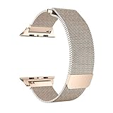 OROBAY Compatible Apple Watch Band 42mm, Stainless Steel Milanese Loop Magnetic Closure Replacement iWatch Band Compatible Apple Watch Series 3 Series 2 Series 1 (Series 2/1) Gold