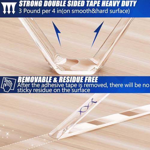 HULPPRE 5Meter Clear Nano Double-Sided Tape,Width 3cm,Heavy Duty, Washable&Reusable,Removable No Residue,Transparent Strong Sticky Adhesive tape for Picture Hanging,Carpet,Poster,LED stripes