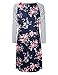 AMZ PLUS Plus Size Women Bracelet Sleeve Striped Floral Print Casual Mini Shift T-Shirt Dress