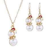Christmas Jewelry Set Gifts for Womens Girls Teens Gold Plated Tiny Small Cute Dainty CZ Drop Dangle Hook Earrings Crystal Pendant Choker Necklace Thanksgiving