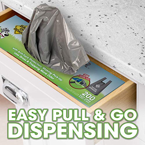 BAGS ON BOARD DOG POOP BAGS – EXTRA THICK WASTE PICKUP BAGS WITH EASY TIE HANDLES – EASY DISPENSING DRAWER PACK – 200 COUNT