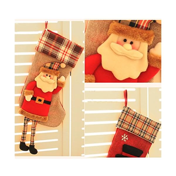 2 PCS Christams Stockings, Lionsoul 3D Large Classic Santa Claus Snowman Christmas Stockings Gift Bags, 18 inch - Image 5