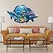 Wowall Home Decor Halloween Horrible 3D Aquarium Ocean Underwater Sea World Dolphin Broken Wall Fish Poster Wall Stickers (C)