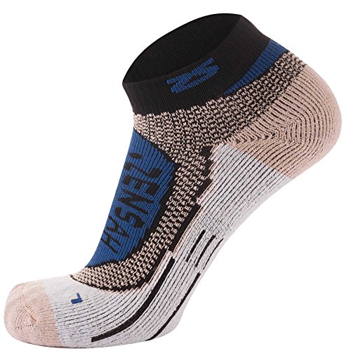 Zensah Copper Socks - Best Copper Running Sport Sock - Cushioned, Comfortable Fit - Great for Sports, Tennis, Golf, Basketball, Runners, Walking,L,Navy