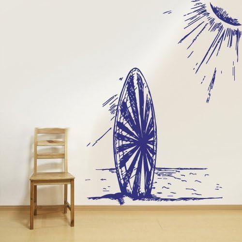 Wall Vinyl Sticker Decals Decor Art Bedroom Design Mural Ocean Sketch Beach Wind Sun Surf Board Wave Palm (Z2988)
