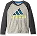 adidas Little Boys' Core Graphic Long Sleeve Tee, Black Heather, 7