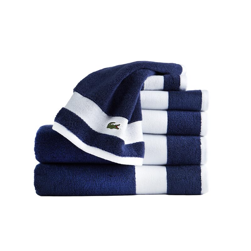 Photo 1 of ***Partial set***
Lacoste Sport Stripe -Piece Luxury Cotton Towel Set – Made with 100% Soft Supima Cotton, Absorbent & Quick-Drying, Includes 2 Bath Towels, 2 Hand Towels, 2 Washcloths, Navy