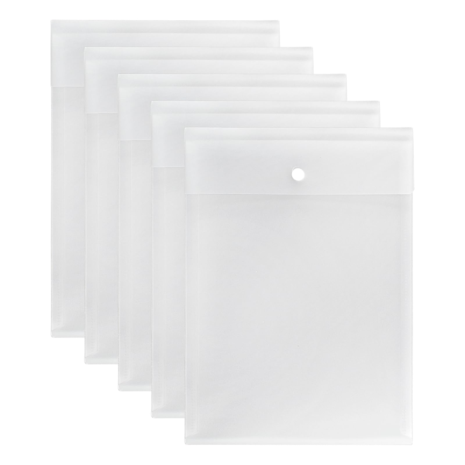 VANRA Vertical File Folders Poly Filing Envelope Plastic Project Folder with Snap Button Closure for A4 Letter Size Paper (Pack of 5,Transparent)