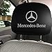 Fubai Auto Parts 2Pack for Mercedes Benz Embroidered Black Gray Fabric Headrest Cover Set (Mercedes-Benz)