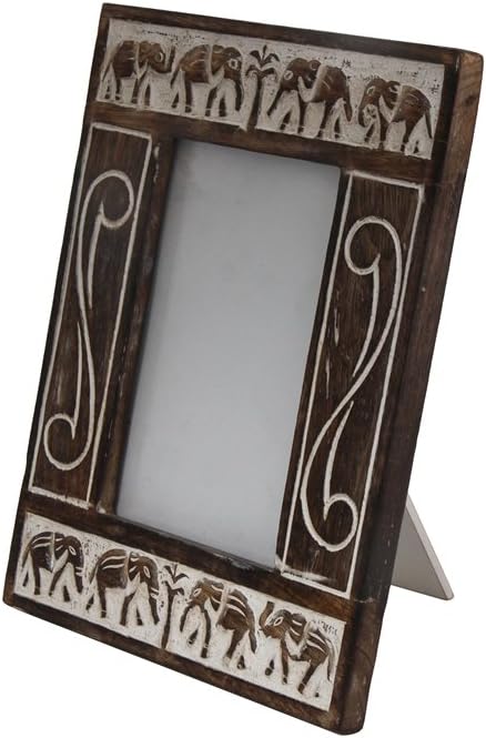 Craft Art India Decorative Handmade Carved Wooden Photo Frame for Photos/Collage for Table {CAI-HD-0002-A/Size(Inch) : 7x6x2}