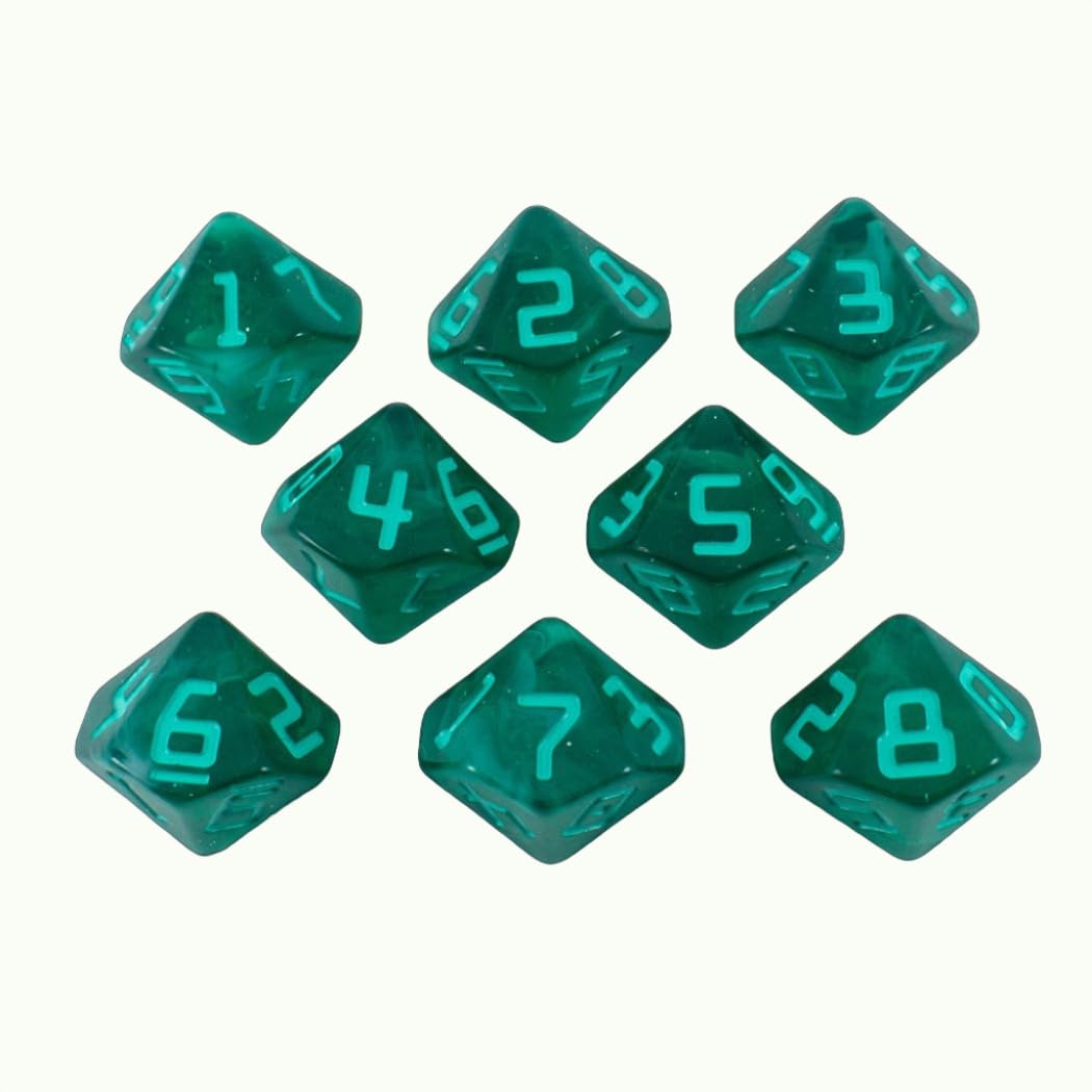 Starfarer Sci-Fi D10 Dice - 'Quasar' - Dark Green with White Swirls