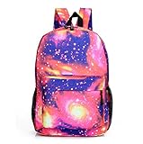 Plovex Unisex Stars Universe Space Printing Backpack School Book Backpacks British-flag Shoulder Bag (pink)
