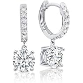 14K White Gold Plated Drop/Dangle Huggie Earrings for Women, Cubic Zirconia Drop Dangle Earrings for Women