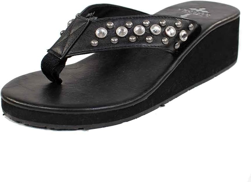 Amazon.com | Gypsy Soule Liberty Flip Flops (9, Black-Flat) | Flip-Flops