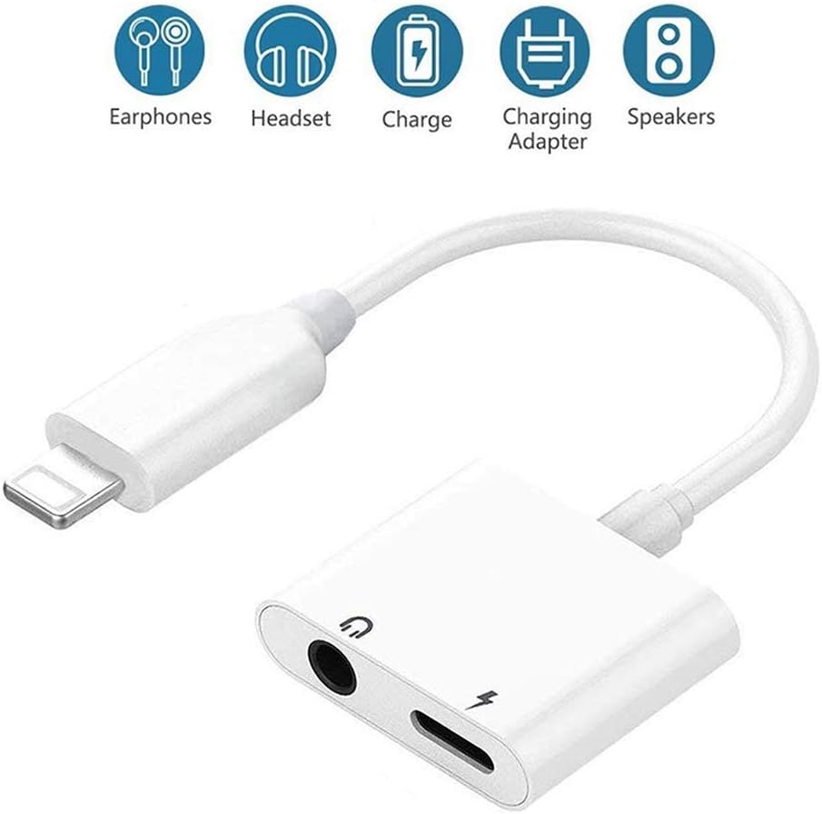 Headphone Adapter to 3.5 mm Headphone Jack Compatible with iPhone X Charge Connection Converter Audio Adapter for iPhone 7/7 Plus/8/8 Plus/X,Support Music Control Charger Support iOS11 or Later