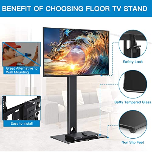 PERLESMITH Universal Floor TV Stand/Base with Swivel Mount for Most 3770 inch LCD LED TVs