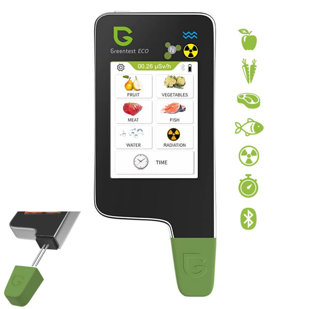 6 in 1 Greentest Eco 5 + Fish Geiger Counter Nitrate Tester Fruit Vegetable Meat TDS Water Tester Radiation Meter Radiation Meter Nitrate Tester Geiger counter dosimeter Nitrate Meter., Black , 1