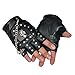 Minibee Men's Fingerless Stud Metal Skull+Chain Gloves Cycling Rock Gothic Punk Style gloves a pair Black,One Size
