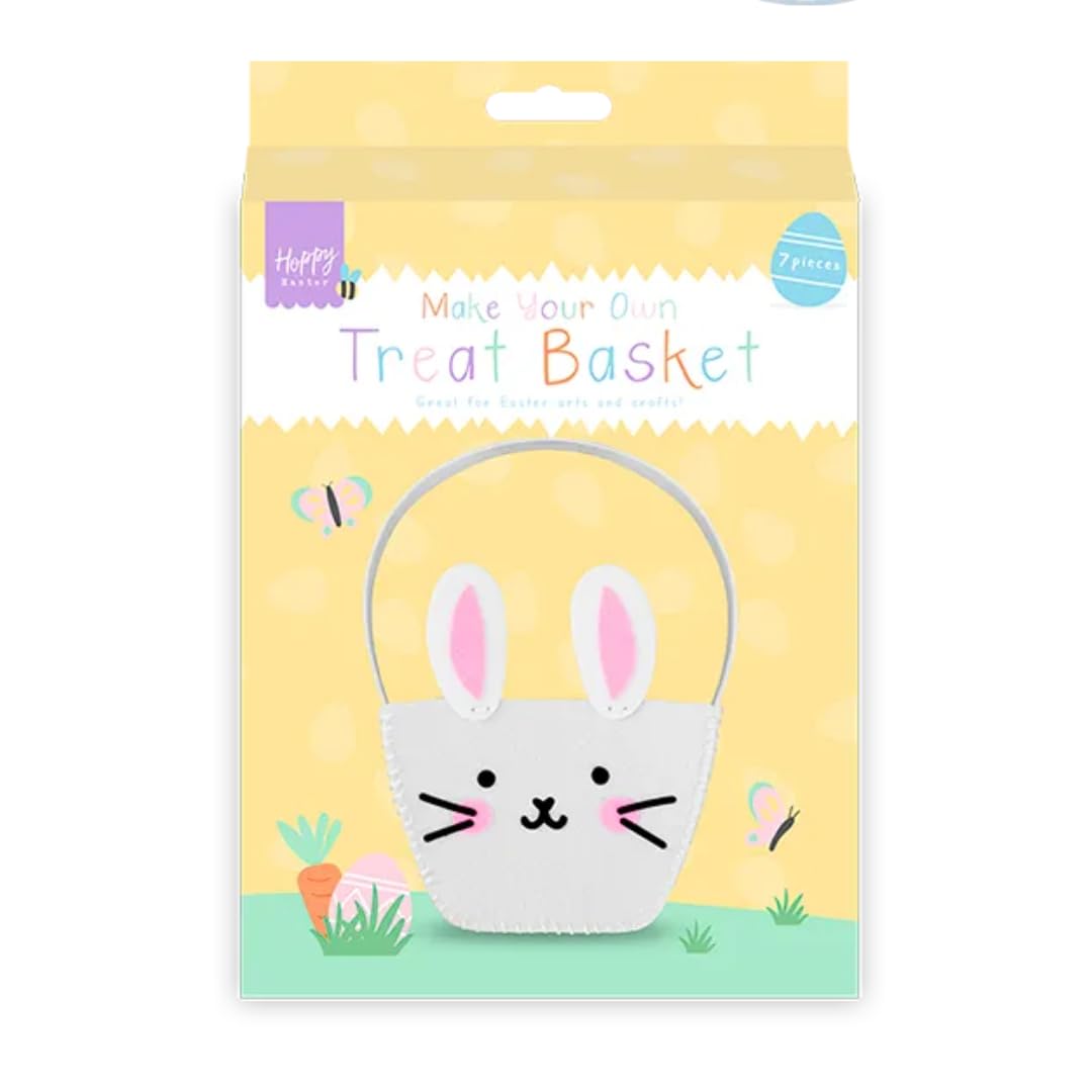 Make Your Own Easter Bunny Treat Basket Kit for Kids – DIY Craft Activity, Easter Egg Hunt Gift, School Holiday Activities - Arts & Crafts