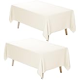 Fixwal Ivory Tablecloth Rectangle 60 x 102 Inch, 2 Pack 6ft Polyester Fabric Table Cloths Rectangular Table Covers for Party, Banquet, Dining, Birthday, Wedding