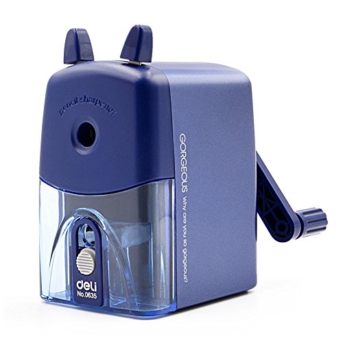 Manual Pencil Sharpeners, VOOPII 2 in 1 Hand Crank Pencil Sharpener Heavy Duty for School Classroom, Office, Home(Blue)